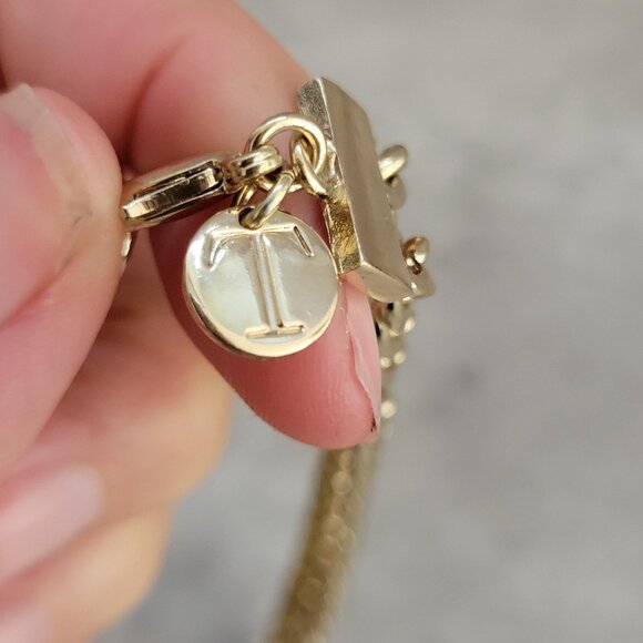 Talbots Necklace Gold Tone Chain Ivory Enamel Flower Statement Collar Adjustable - Picture 6 of 8